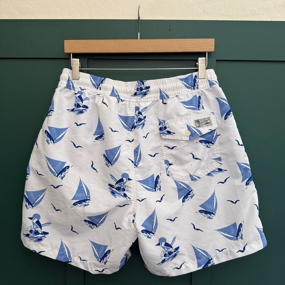 Polo Ralph Lauren 5.75-Inch Traveler Classic Swim Trunk Bear Sailboat Logo - Picture 6 of 10